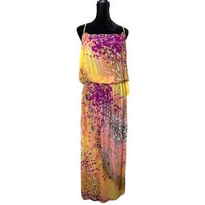 Petit Pois Abstract Watercolor Sheer Maxi Dress
